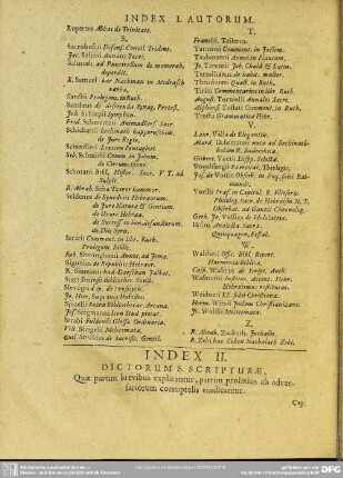 Index II. Dictorum S. Scripturae, Quae partim brevibus explicantur, partim prolixius ab adversariorum corruptelis vindicantur