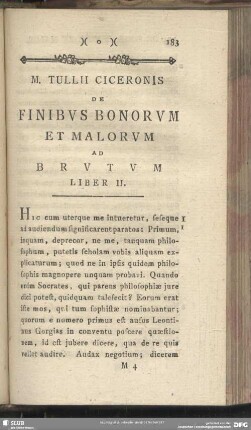De Finibus Bonorum Et Malorum Ad Brutum Liber II