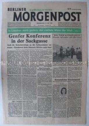 Tageszeitung "Berliner Morgenpost" zum Gipfeltreffen der Alliierten in Genf