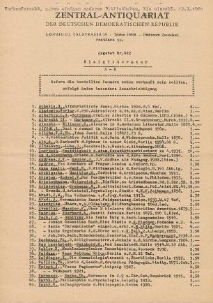 Nr. 412: Kleinliteratur