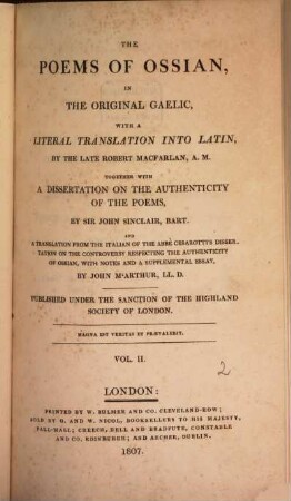 The Poems of Ossian, Vol. 2