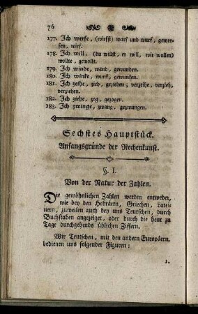 Sechstes Hauptstück. Anfangsgründe der Rechenkunst.