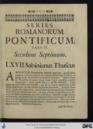 Series Romanorum Pontificum Pars II.
