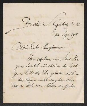 Brief von Walter Leistikow an Gerhart Hauptmann