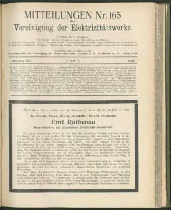 Mitteilung Nr. 165. Jg. 14, Juni 1915