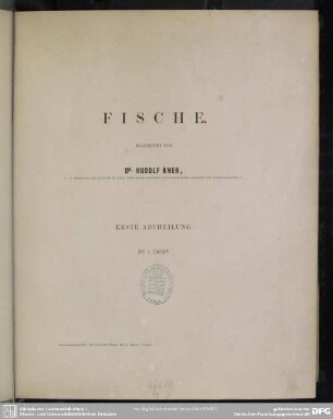 Zoologischer Theil ; Bd.1, Abth. 1: Fische