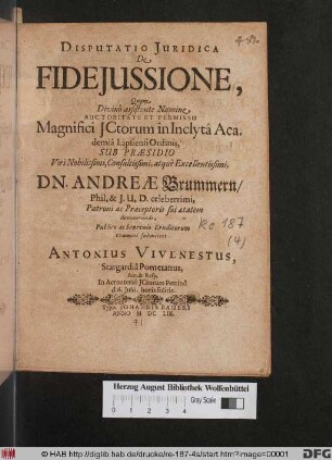 Disputatio Iuridica De Fideiussione