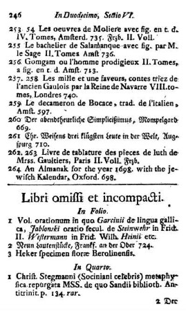 Libri omissi et incompacti.