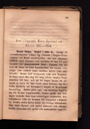 Resa i Lappland, Norra Ryssland och Sibirien 1841-1844.
