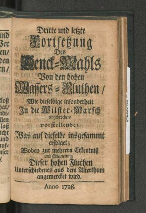 Dritte und letzte Fortsetzung Des Denck-Mahls