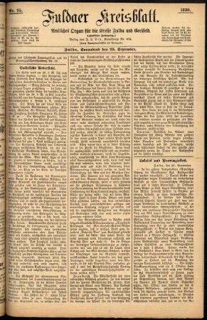 Erste Ausgabe vom Samstag, den 25. September 1880.