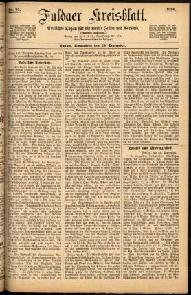 Erste Ausgabe vom Samstag, den 25. September 1880.