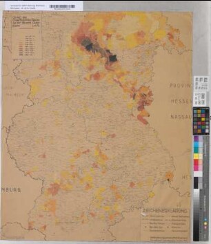 Anteil der Erwerbsgartenfläche an der Gesamtackerfläche [südliche Rheinprovinz ab Bergheim, Köln, Overath]. Landesplanungsgemeinschaft Rheinland, 1937 Dezember