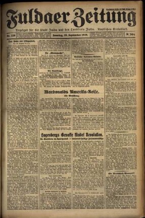 Erste Ausgabe vom Sonntag, den 29. September 1929.