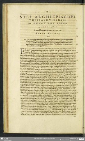 Nili Archiepiscopi Thessalonicensis, De Primatu Papae Romani. Libri Duo. Anno Domini circiter MCCCLX.
