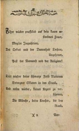 Ode auf die Inquisition : nebst einer Palinodie dem Herrn P. Jost gewiedmet