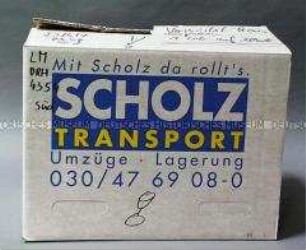Umzugskarton vom Finanzminister Hans Eichel