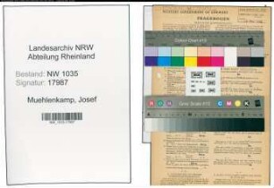 Entnazifizierung Josef Muehlenkamp , geb. 24.10.1903 (Kaufmaennischer Angestellter)