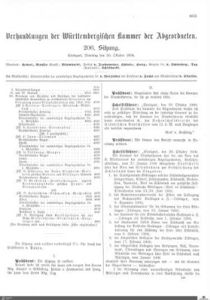 206. Sitzung, Stuttgart, 30.10.1906