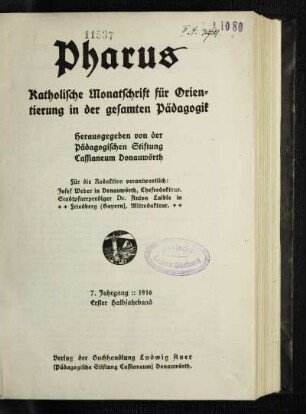 7: Pharus - 7.1916, Halbjahrband 1