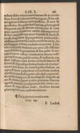 De lachrimis oculorum. Cap. 14.