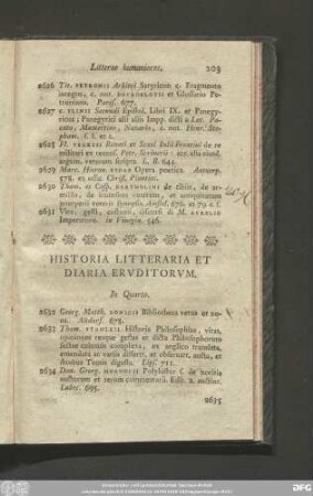 Historia Litteraria Et Diaria Eruditorum.