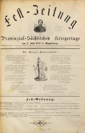 Fest-Zeitung zum Provinzial-Sächsischen Kriegertage am 2. Juli 1893 in Magdeburg