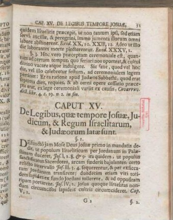 Caput XV. De Legibus, quæ tempore Josuæ, Judicium, & Regum Israelitarum, & Judæorum latæ sunt.