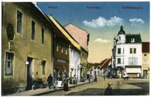 Senftenberg. Rathaus und Kreuzstraße