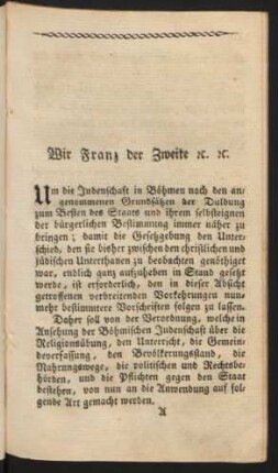 Wir Franz der Zweite [et]c. [et]c.