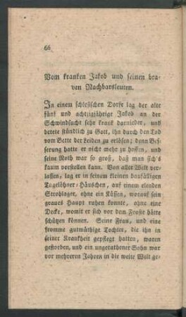 Vom kranken Jakob und seinen braven Nachbarsleuten