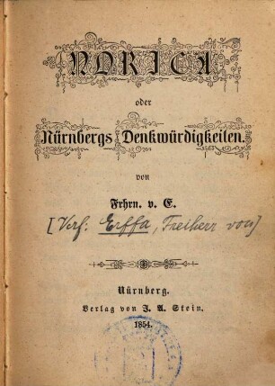 Norica oder Nürnbergs Denkwürdigkeiten