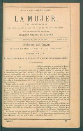 Estudios históricos sobre la mujer en la civilización. (Continuación). : Edad Media. - Introducción. Las mujeres en la Gran Bretaña antes del Cristianismo. (Continuación).