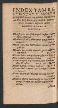 Index Tam Rerum Quam Verborum memorabilium ...