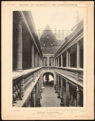 Rathaus, Stralsund: Ansicht von der Hofseite (aus: Blätter für Architektur und Kunsthandwerk, 8. Jg., 1895, Tafel 28)