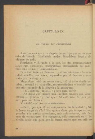 Capítulo IX - El trabajo por Providencia