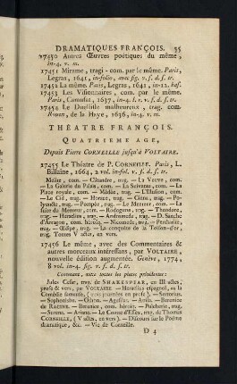 55-105, Théatre Francois. Quatrieme Age, Depuis Pierre Corneille jusqu à Voltaire