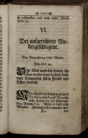 VI. Der aufgerichtete Niedergeschlagene.