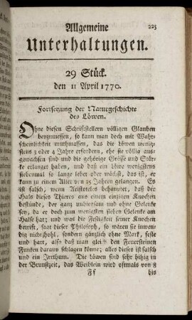 29 Stück. den 11 April 1770.