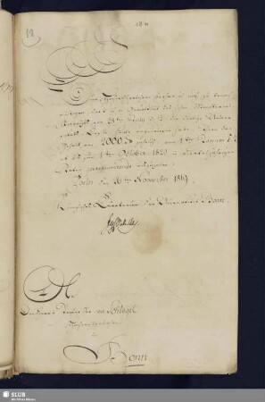 18n: Brief Fr. L. Chr. v. Solms-Laubachs an A. W. Schlegel; dat. Coelln, 26.11.1819.