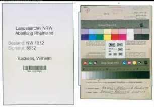 Entnazifizierung Wilhelm Backens , geb. 03.03.1906 (Meister)