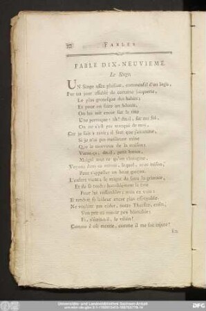 Fable Dix-Neuvieme. Le Singe.