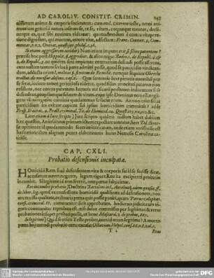 Cap. CXLI. Probatio defensionis inculpatae