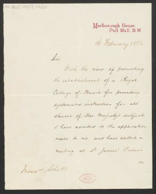 Brief an B. Schott's Söhne, Schott & Co.  : 16.02.1882