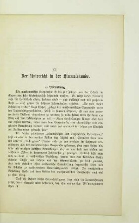 XI. Der Unterricht in der Himmelskunde