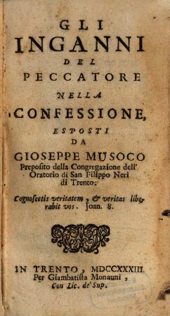 Gli Inganni del Peccatore nella confessione exposti