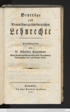 Beyträge zum Braunschweig-Lüneburgischen Lehnrechte