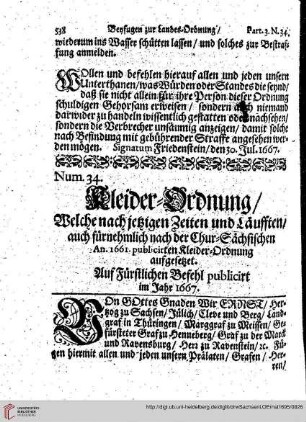 Part3, Lit. D. Num. 34, Kleider-Ordnung