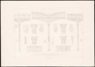 Das Neue Museum in Berlin von Stüler, Potsdam 1853: Tafel 12. Details: Eisenarchitekturen in den Sälen der Kunstkammer (Südseite 3. Geschoss).