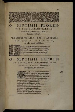 Argumentum Libri Primi Adversus Marcionem Ex Ipso Tertulliano, ad Libri quinti auspicium.